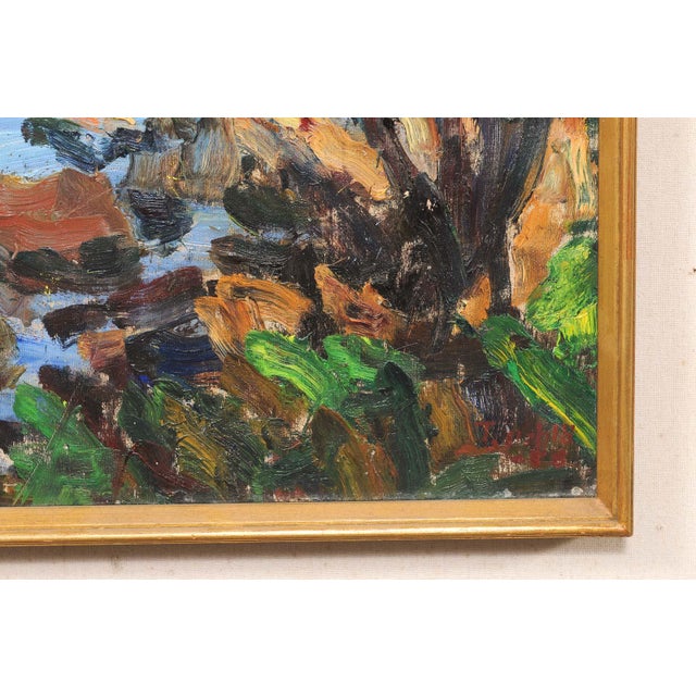 Mid 20th Century Scandinavian Coastal Landscape Oil Painting For Sale - Image 13 of 13