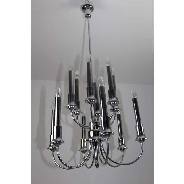 Metal Chrome-Plated Chandelier, 1920s For Sale - Image 7 of 18