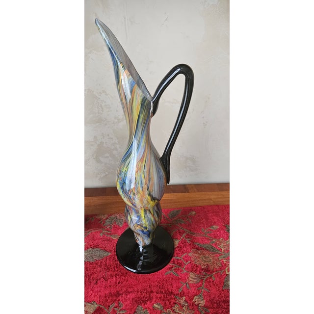 Glass Exceptional Pair of Art Deco Hand-Blown Glass Pitchers by Degue, France, c.1920 For Sale - Image 7 of 16