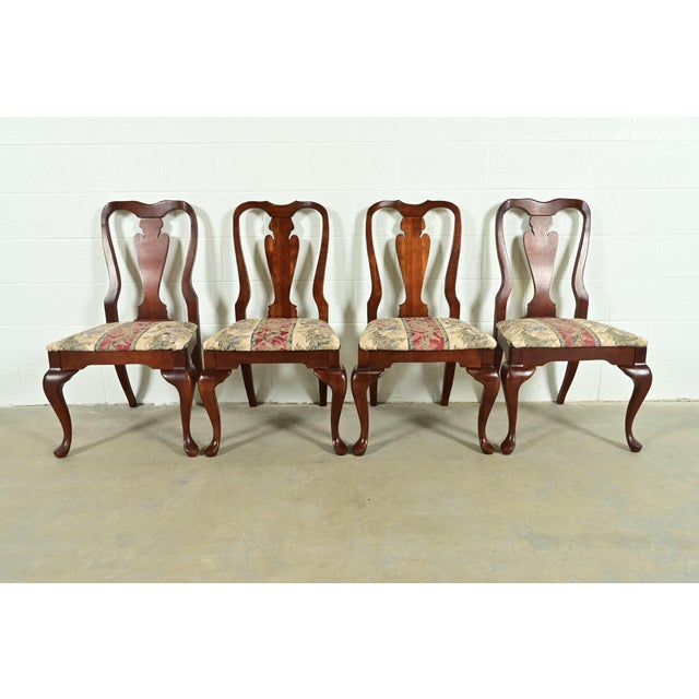 Baker Furniture Style Queen Anne Solid Cherry Wood Dining Chairs, Set of Four For Sale - Image 12 of 12