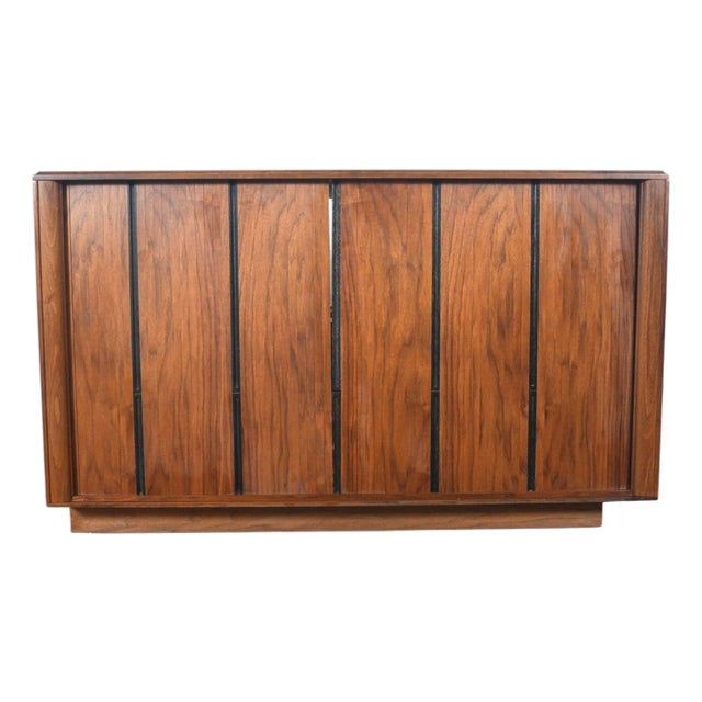 1960s Barzilay Tambour Stereo Cabinet in Walnut For Sale