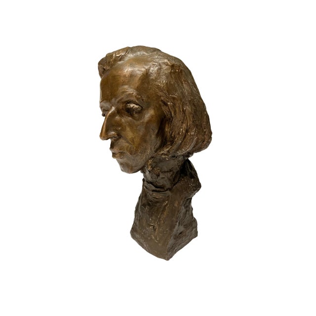 Figurative Mid 20th Century Bronze Bust of Chopin Bust by Sculptor Jiri Hanzalek For Sale - Image 3 of 10