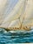 Wood Schooners Cutting Original Sailboat Oil Painting in Custom Gold Frame, 14 X 16" by Matt Thomas For Sale - Image 7 of 8