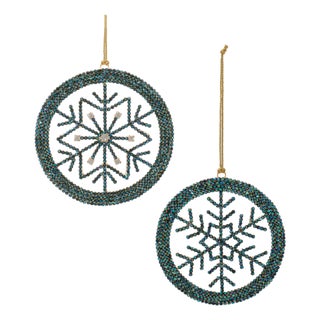 Snowflake Ornament Set of 6  4.5"H Iron & Acrylic For Sale