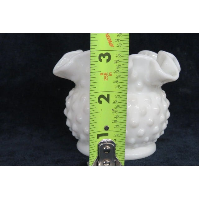 Fenton Art Glass Company Fenton Hobnail White Milk Glass Ruffle Rim Small Vase For Sale - Image 4 of 10