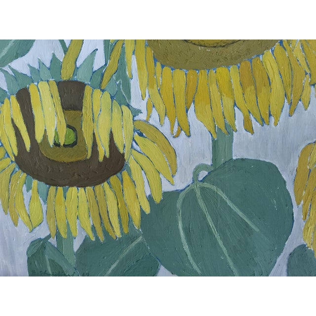 1960s Swedish Mid Century Modern Oil Painting of Sunflowers by Brita Streijffert For Sale - Image 12 of 18