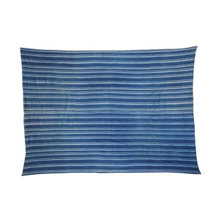 Indigo Blue Striped Throw - 3'7" X 4'11" For Sale