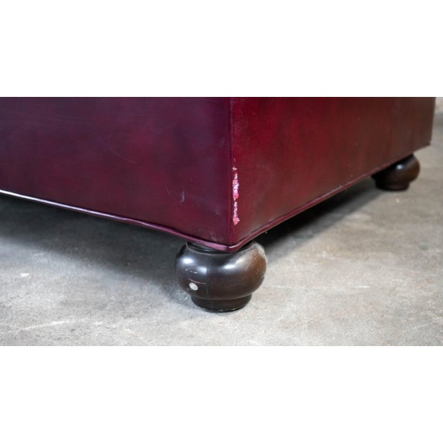 Late 20th Century English Traditional Chesterfield Tufted Oxblood Leather Sofa For Sale - Image 18 of 18