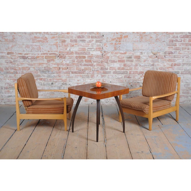 Brown Mid-Century Beech Armchairs attributed to Jitona Soběslav, Czech. 1960s, Set of 2 For Sale - Image 8 of 18
