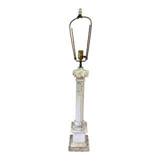 1940s Neoclassical Natural Italian Marble Column Lamp For Sale
