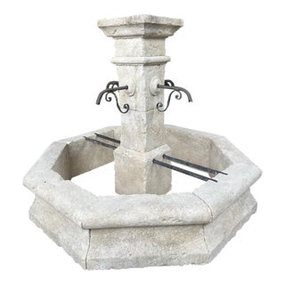 Roquevaire Carved Limestone 4-Spout Center Fountain From Provence, France For Sale