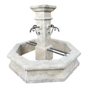 Roquevaire Carved Limestone 4-Spout Center Fountain From Provence, France