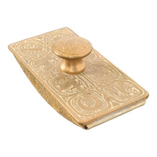 Tiffany Studios New York Zodiac Pattern Bronze Doré Rocker Blotter For Sale