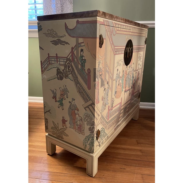 Vintage 1978 Drexel Heritage "Et Cetera" Chinoiserie Cabinet & Matching Mirror - 2 Piece Set (Model 584-835 & 584-836) For Sale In Philadelphia - Image 6 of 17