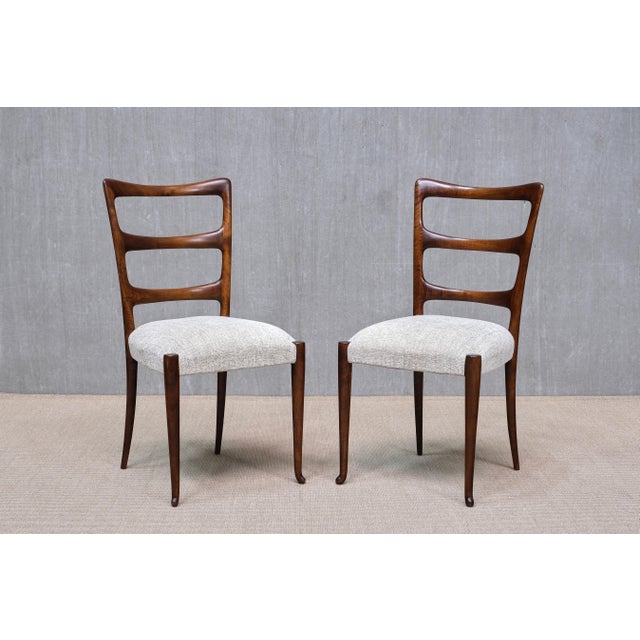 Mahogany and Chenille Dining Chairs by Paolo Buffa, Italy, 1940s, Set of 8 For Sale - Image 15 of 17