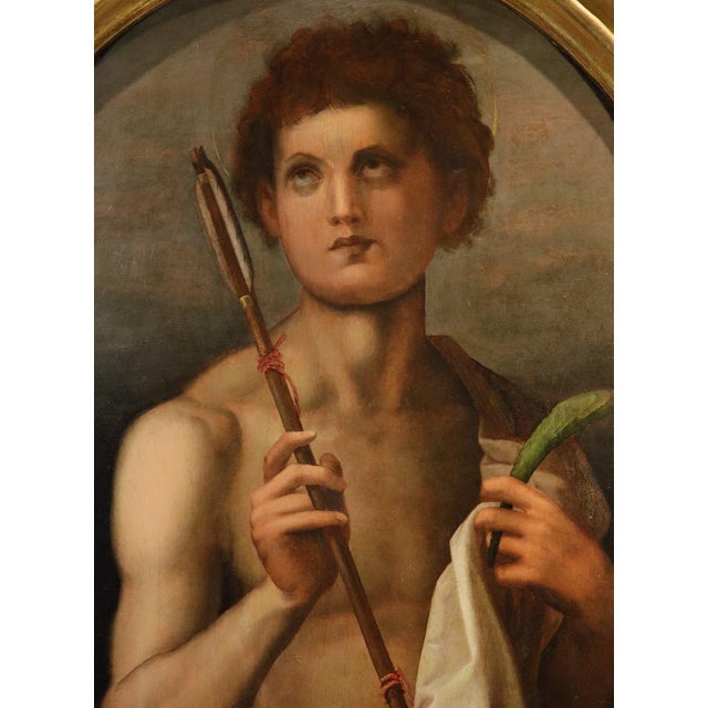 Andrea Del Sarto. Bottega, Saint Sebastian Del Sarto, 1560, Oil on Panel For Sale - Image 3 of 13