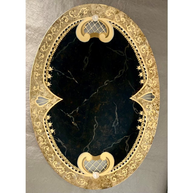 Circa 1990s Verre Eglomisé-Style Reverse Painted Oval Glass Tray by Diana Gaikazova For Sale - Image 10 of 12