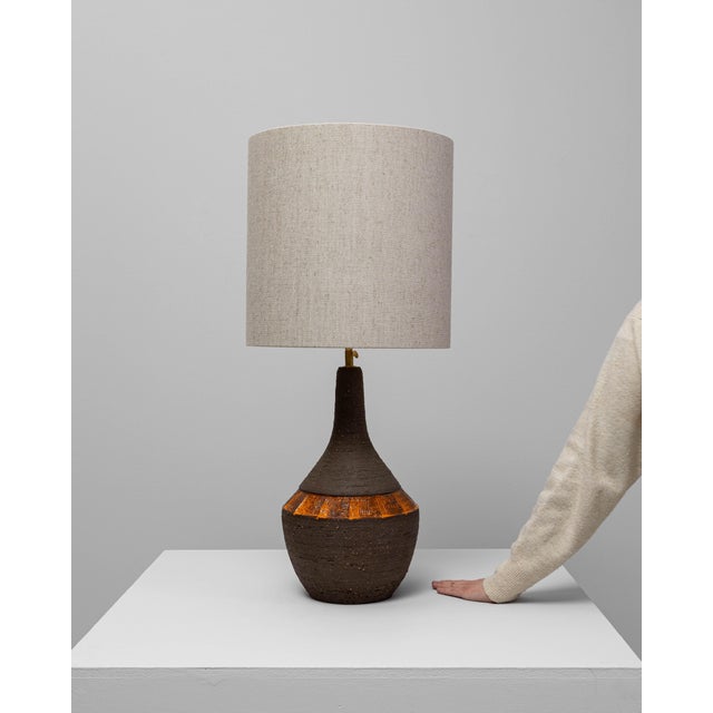 20th Century German Brown And Orange Ceramic Table Lamp For Sale - Image 4 of 18