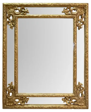 Regency Rectangular Handcrafted Gold Foil Wooden Mirror, Spain, 1970s