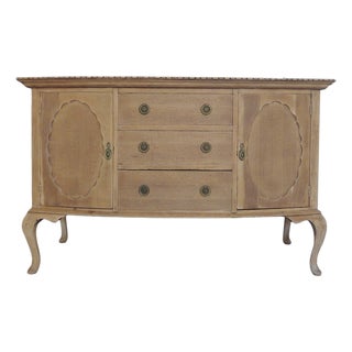 1920's Natural Finish English Tiger Oak French Style Sideboard For Sale