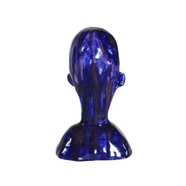 Early 20th Century Blue Glazed Studio Pottery Bust For Sale - Image 4 of 7