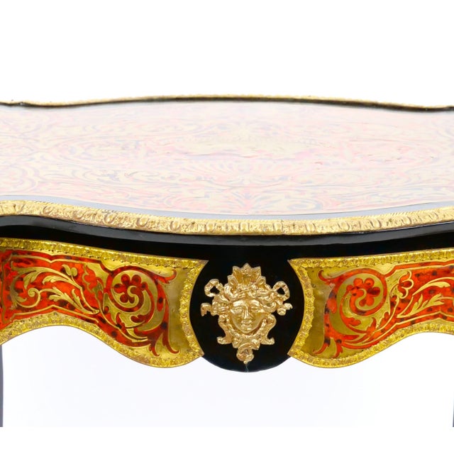 Antique French Continental Bronze Ormolu Mounted Boulle Style Desk/Center Table For Sale - Image 11 of 12