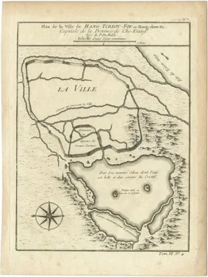 Antique Map of Hangzhou attributed to Bellin, 1748