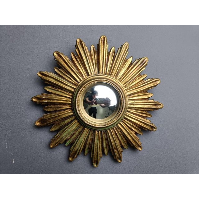 1960s Vintage Golden Sunburst Mirror, 1960s For Sale - Image 5 of 10