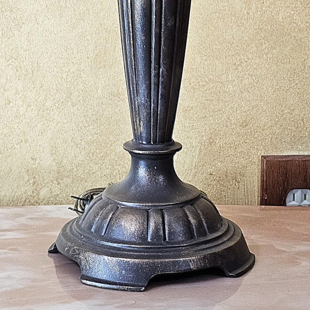 Metal Vintage Neoclassical Metal Column Table Lamp With Double Pull Chains For Sale - Image 7 of 18