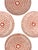 A striking set of four Bat Trang ceramic dessert plates featuring a rhythmic, radiating pattern in rich red against a warm...