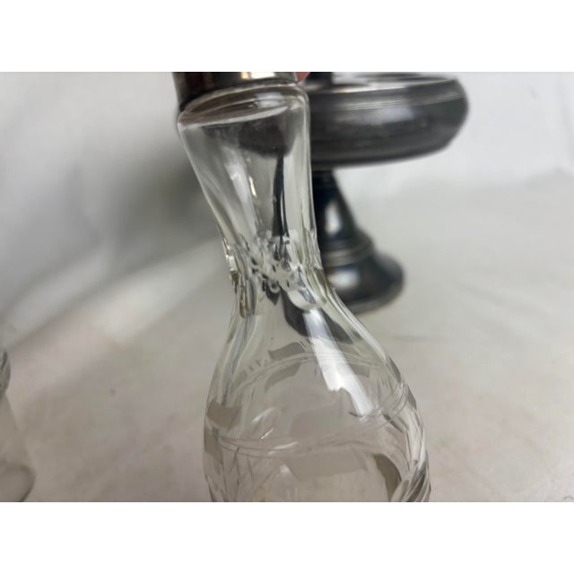 Early 20th Century Meridan Silver Plate Co. Glass & Silver Plated Condiment Set & Stand - Set of 7 For Sale - Image 12 of 12