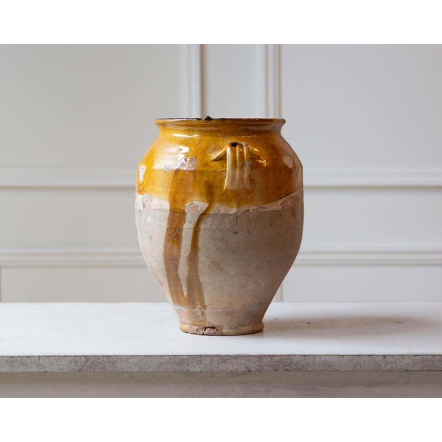 19th Century 19th Century French Glazed Terracotta Jug with Ochre Yellow Glaze For Sale - Image 5 of 12
