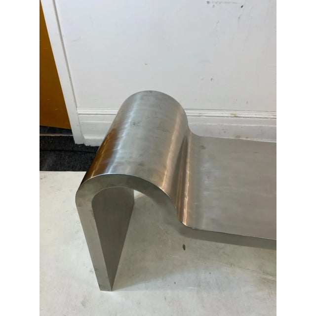 Modern Late 20th Century Modern Sculptural Polished Steel Bench in the Manner of Karl Springer For Sale - Image 3 of 11
