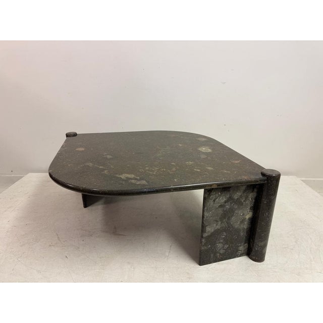 Gray Vintage Sculptural Eye Shaped Coffee Table in Fossil Marble, 1980s For Sale - Image 8 of 15