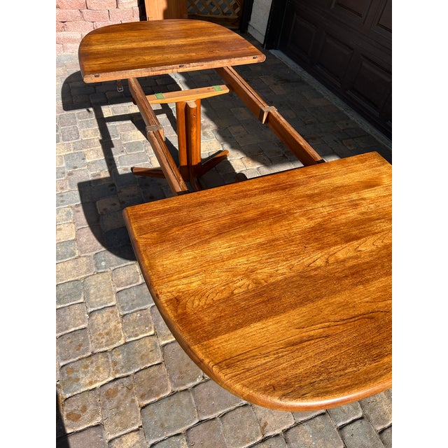 Mid-Century Modern Mid 20th Century Glostrup Møbelfabrik Danish Teak Pedestal Extension Dining Table For Sale - Image 3 of 14