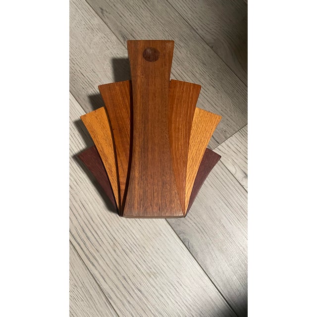 Wood Antique Hand Carved Wooden Sculpture Art, Fan Shaped Layered Woods, 1920’s For Sale - Image 7 of 10