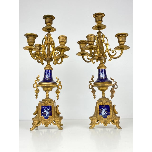 Gilt Bronze and Sèvres Porcelain Candleholders, Set of 2 For Sale - Image 13 of 13