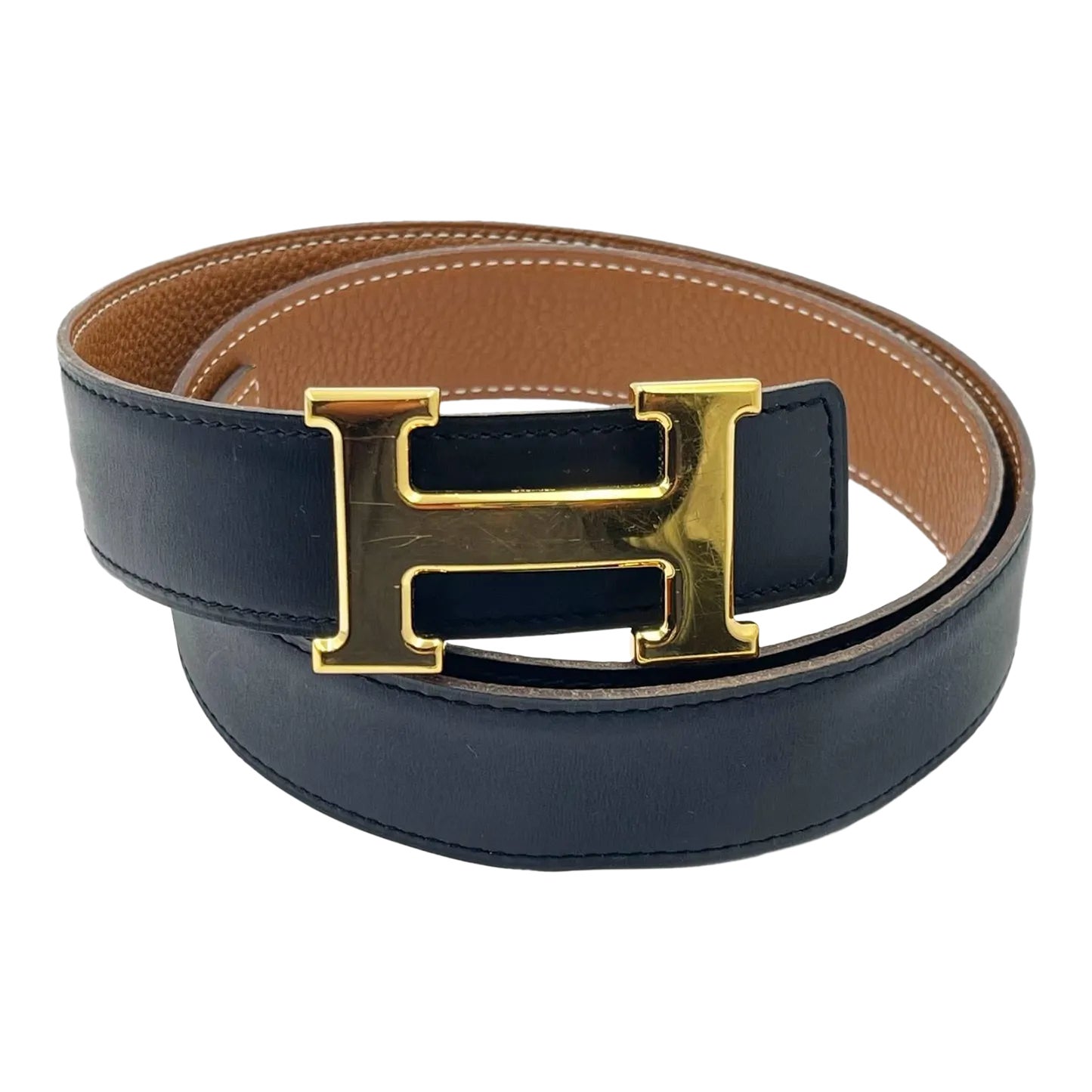 Hermes Constance 32mm Gold H Black Brown Reversible Belt