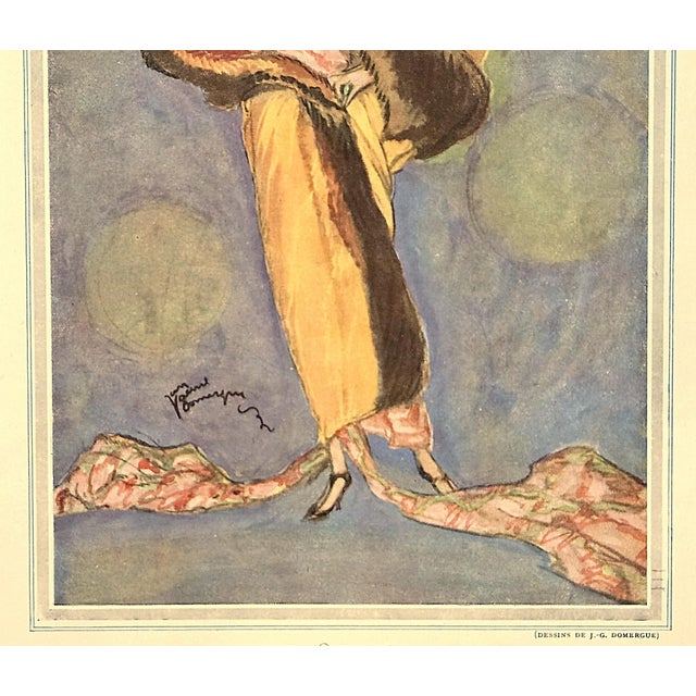 Art Deco 1922 French Art Deco Illustrated Print, Elegant Woman, Jean-Gabriel Domergue, Matted For Sale - Image 3 of 3