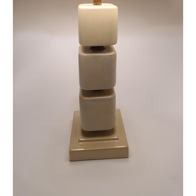 Vintage Ombre Stacked Ceramic Cube Monumental Table Lamps For Sale - Image 10 of 11