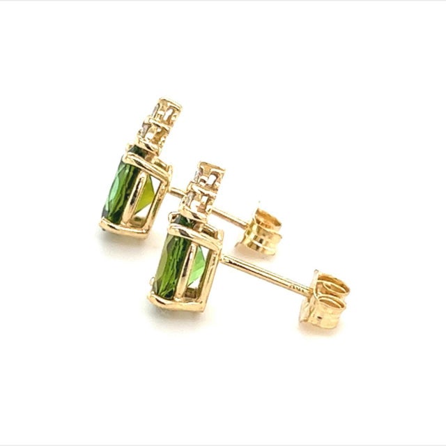 Natural Tourmaline Diamond Earrings 14k Gold 1.87 TCW Certified For Sale - Image 10 of 11
