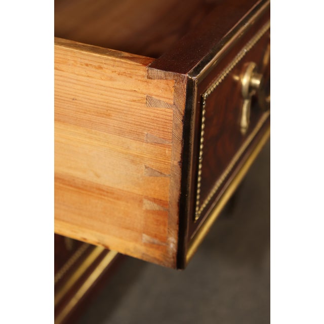 Pair of Brass Mounted Flame Mahogany Russian Baltic Directoire Style Commodes For Sale - Image 12 of 14