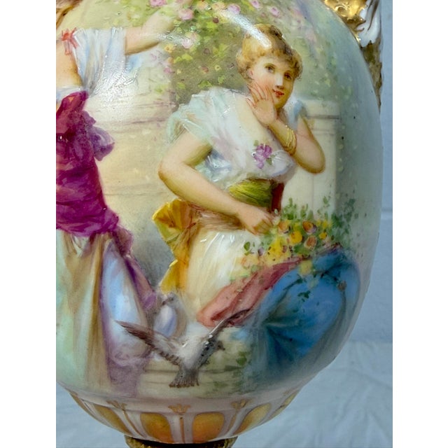 Ceramic Rare Antique 19th Century Royal Vienna German Hand Painted Porcelain Urn Vase For Sale - Image 7 of 18