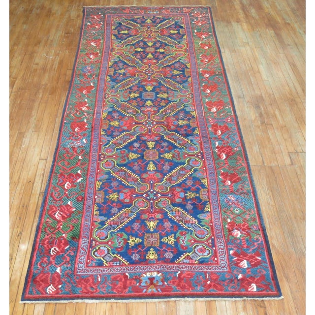 19th Century Rare Zabihi Collection Keyhole Karabagh Zeychour Caucasian Gallery Rug - 5' x 13'3" For Sale - Image 4 of 11