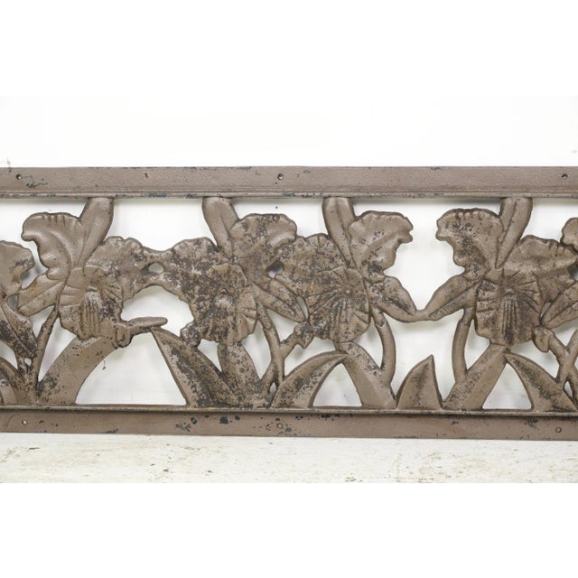 Mid 20th Century Reclaimed Cast Iron Lily Floral Design Cut Out Architectural Panel For Sale - Image 4 of 7