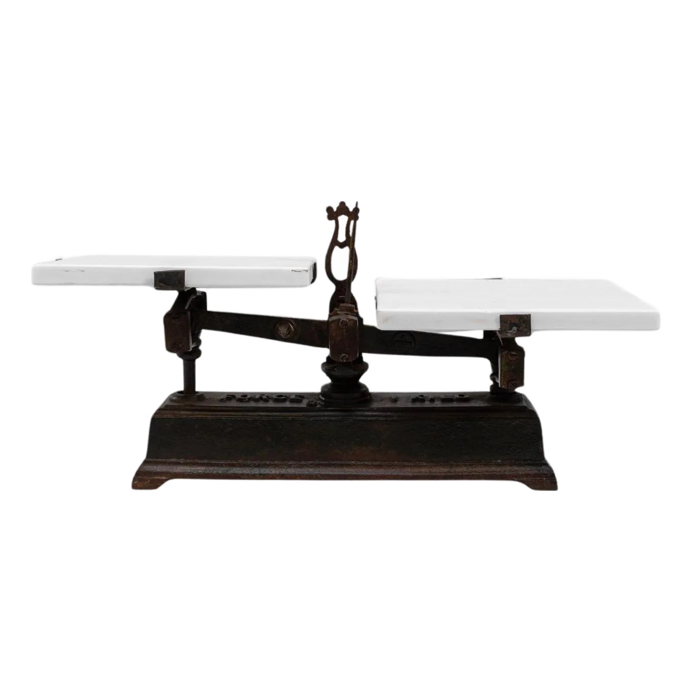 19th Century French Iron & Marble Scale | Chairish