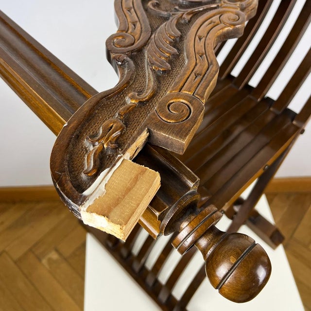 Antique Savonarola Chair in Carved Wood For Sale - Image 9 of 12