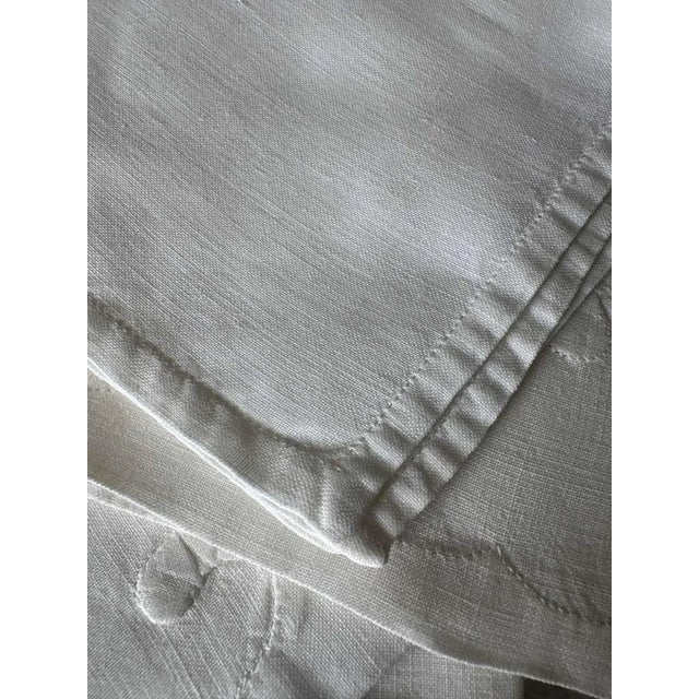 Asian Antique Vintage French Cotton Napkins, Set of 5, Hand Embroidered Corner Motif, Heirloom Trousseau Napkins, Soft White Napkins, Fine Table Linen For Sale - Image 3 of 9