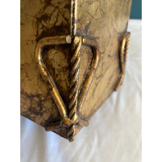 Gold Vintage Gold Tissue Box With Twisted Metal Rope Edges For Sale - Image 8 of 8