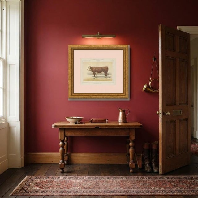 Gold After Charles Olivier de Penne, Hereford Bull, British Cattle from Animaux De La Ferme, 1863, Chromolithograph For Sale - Image 8 of 9